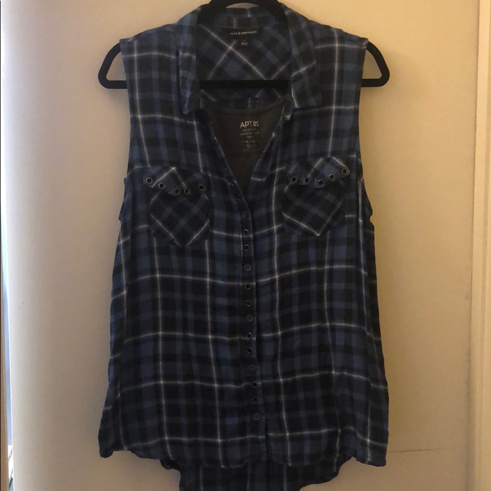 Blue plaid Tank top with under shirt